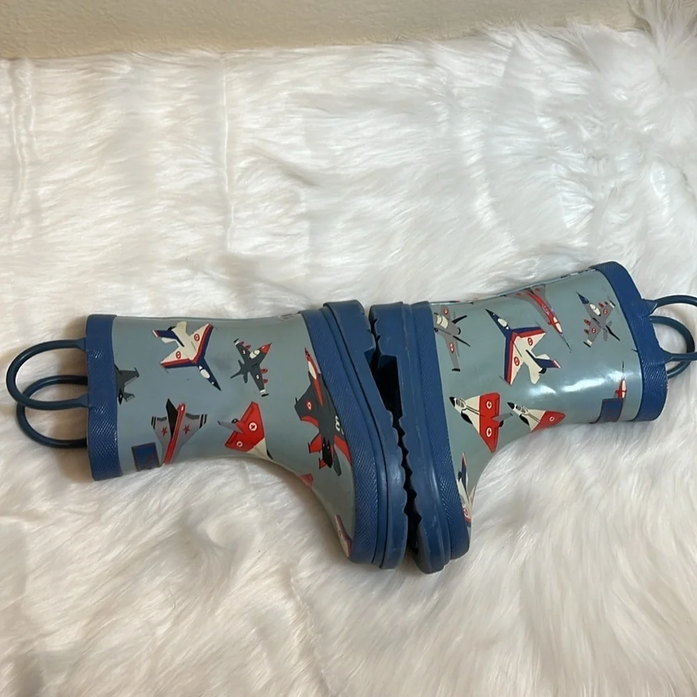 Hatley Blue Airplane Toddler Waterproof Rain Boots
